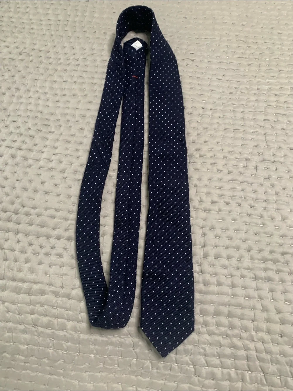 J. Crew Navy Tie with Small White Dot Pattern